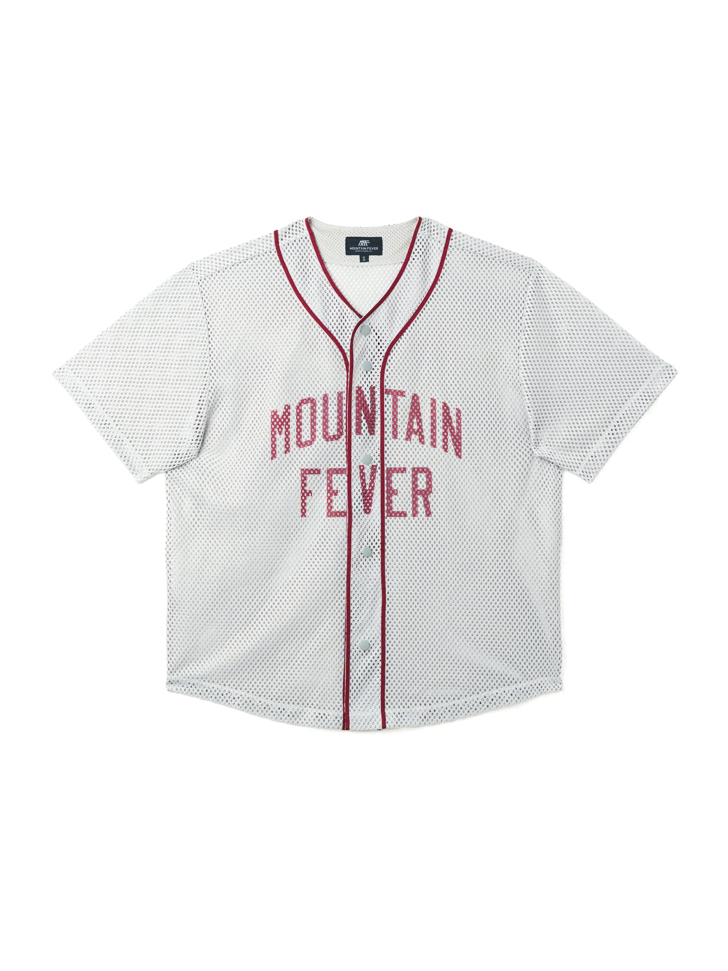 Color-blocked printed mesh baseball jacket