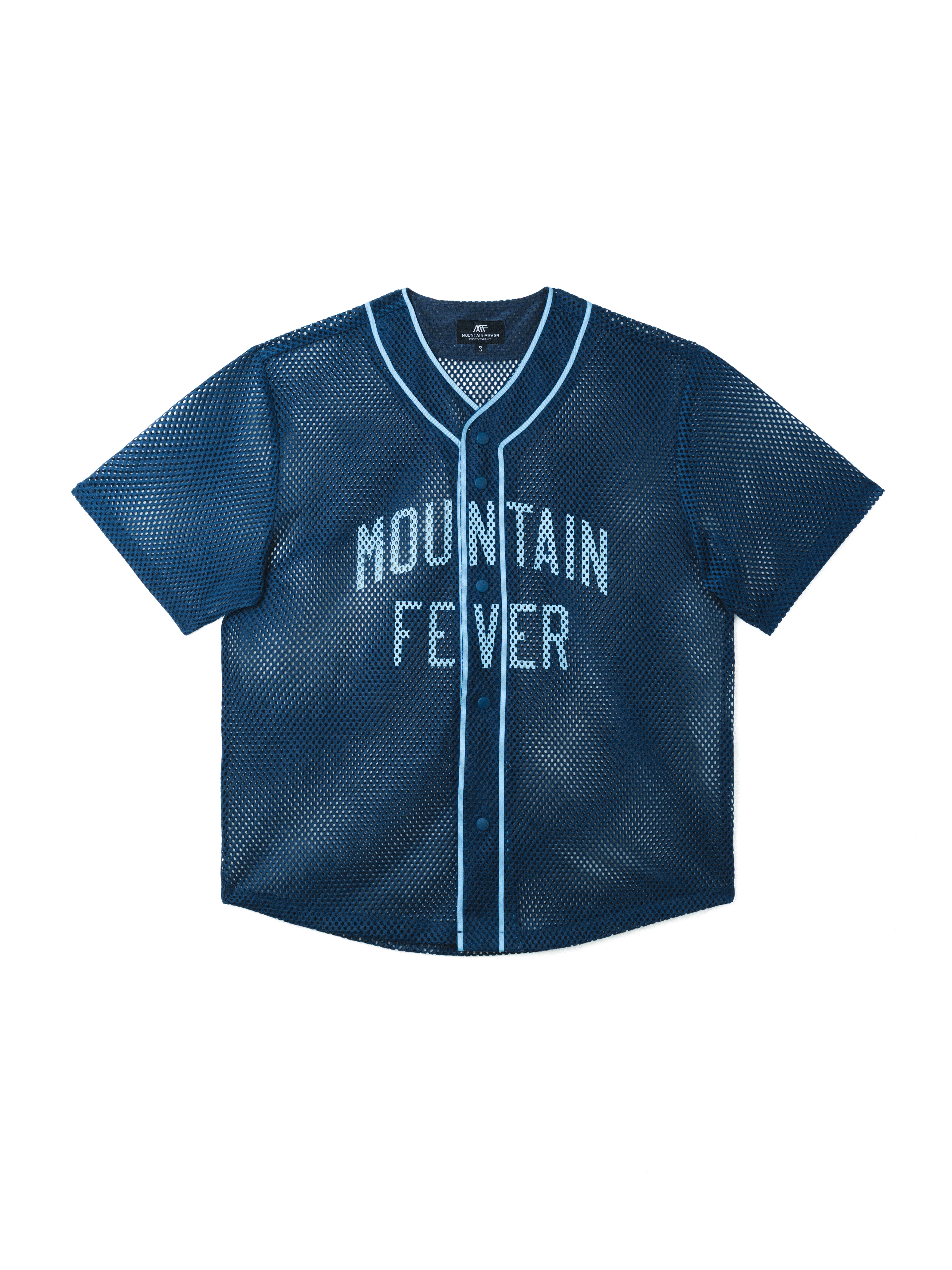 Color-blocked printed mesh baseball jacket