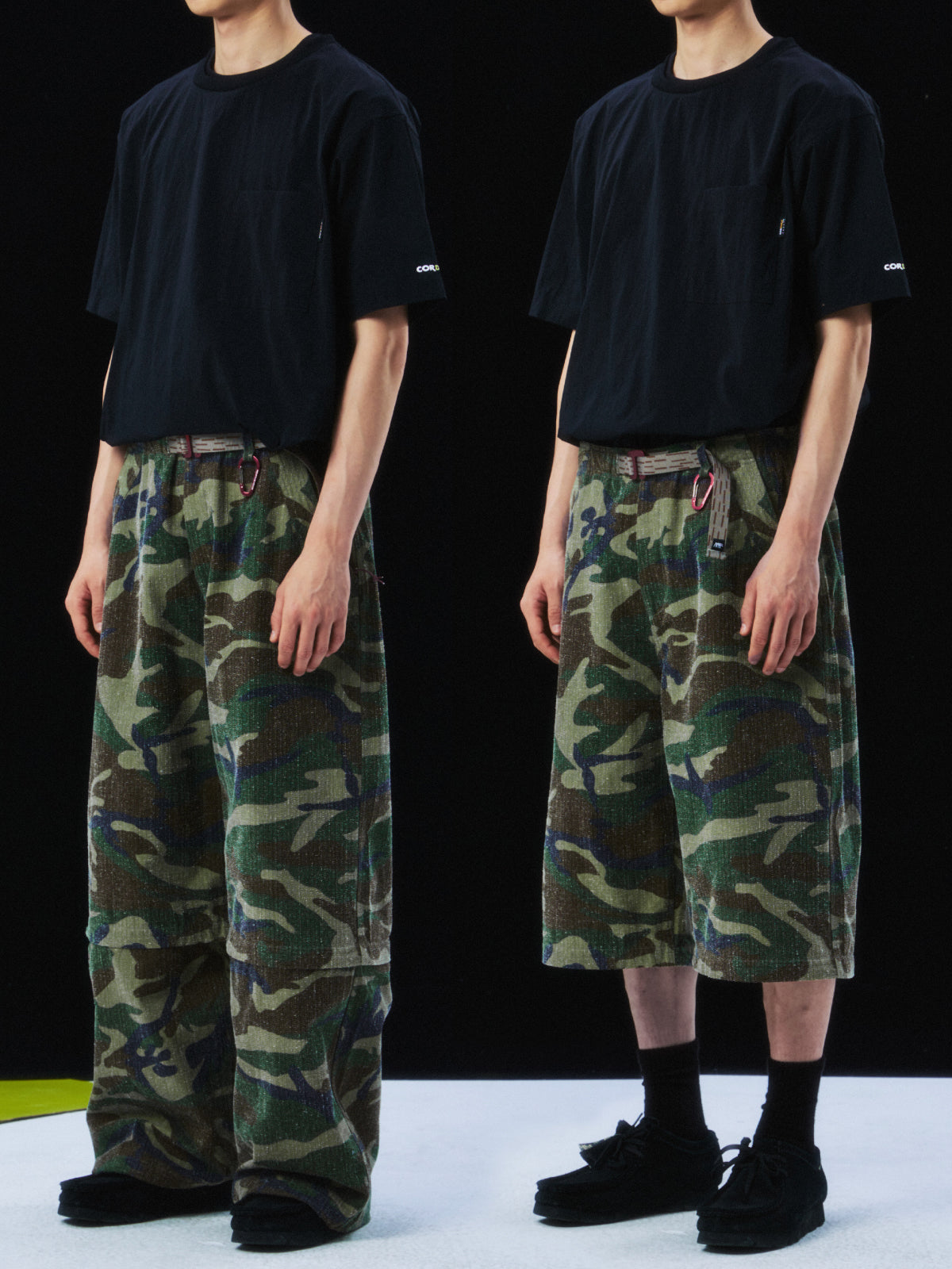 Worn Camouflage Detachable Pants - Capri Pants