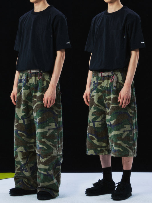Worn Camouflage Detachable Pants - Capri Pants