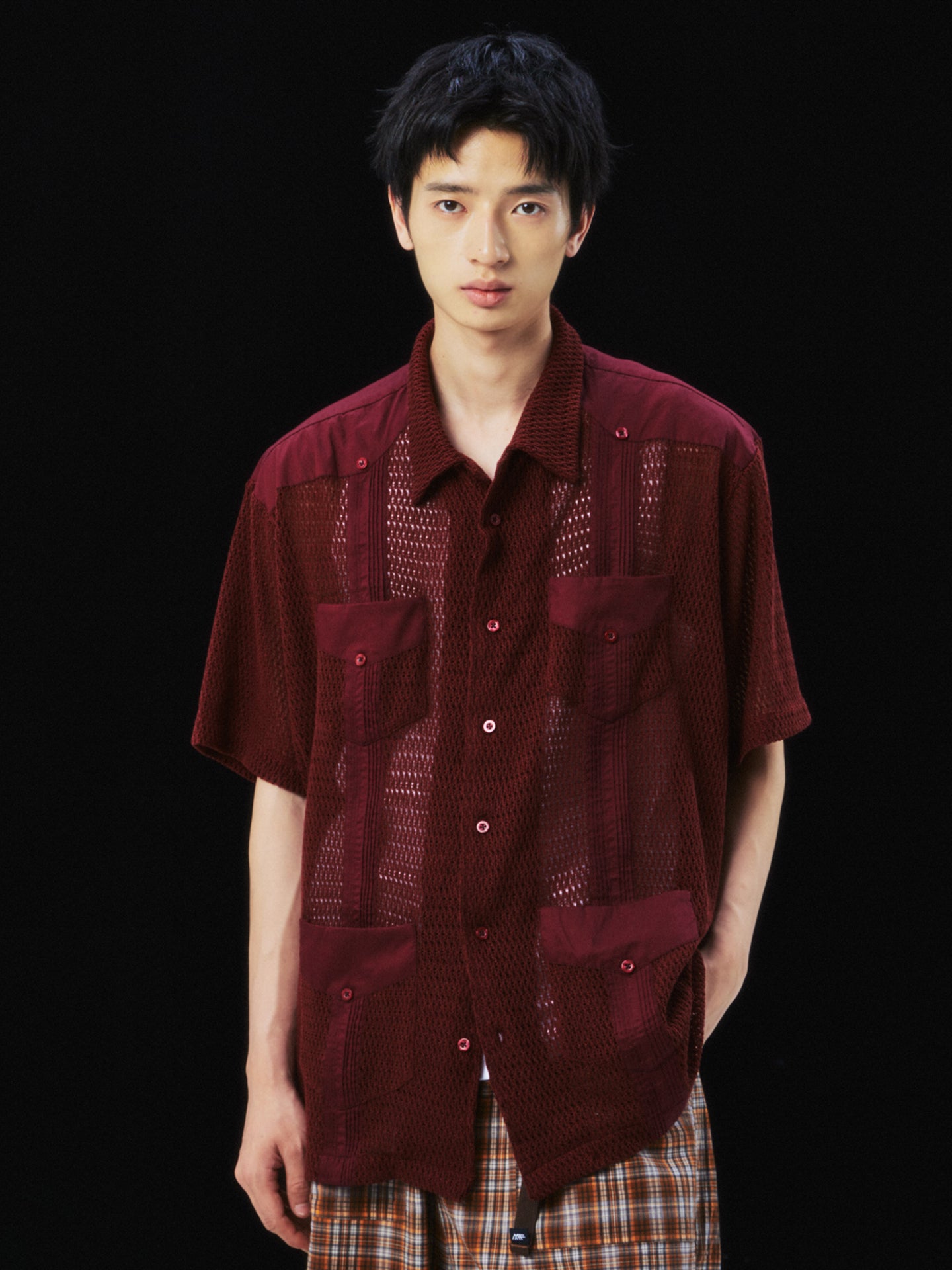 Guayabera Lace Mesh Hole Shirt