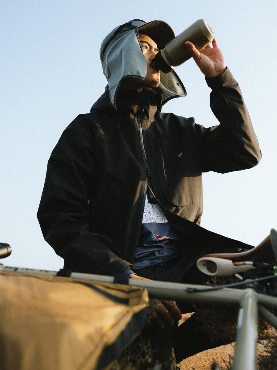 Asymmetrical Spliced Taped Seam Shell Jacket