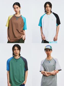 Color-blocked Stripe Mountain Logo Short Sleeve T-shirt