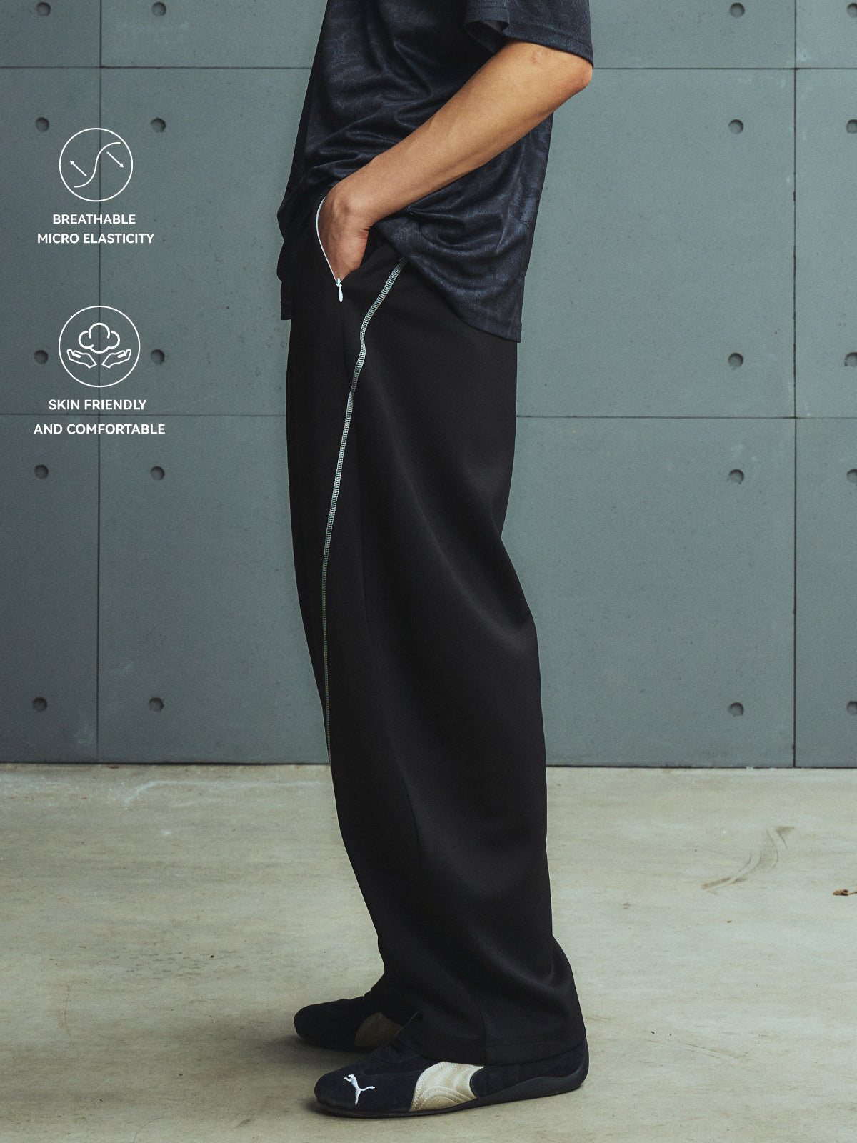 Color-Blocking Topstitch Kukri Sports Pants
