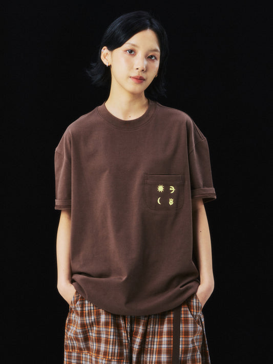 Sun Moon Flower Bird Illustration Cool-Feel Short Sleeve T-Shirt