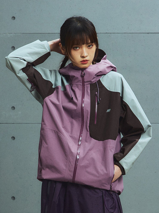 Asymmetric Color-Block Taped Seam Jacket with Strong Waterproof & High Breathability
