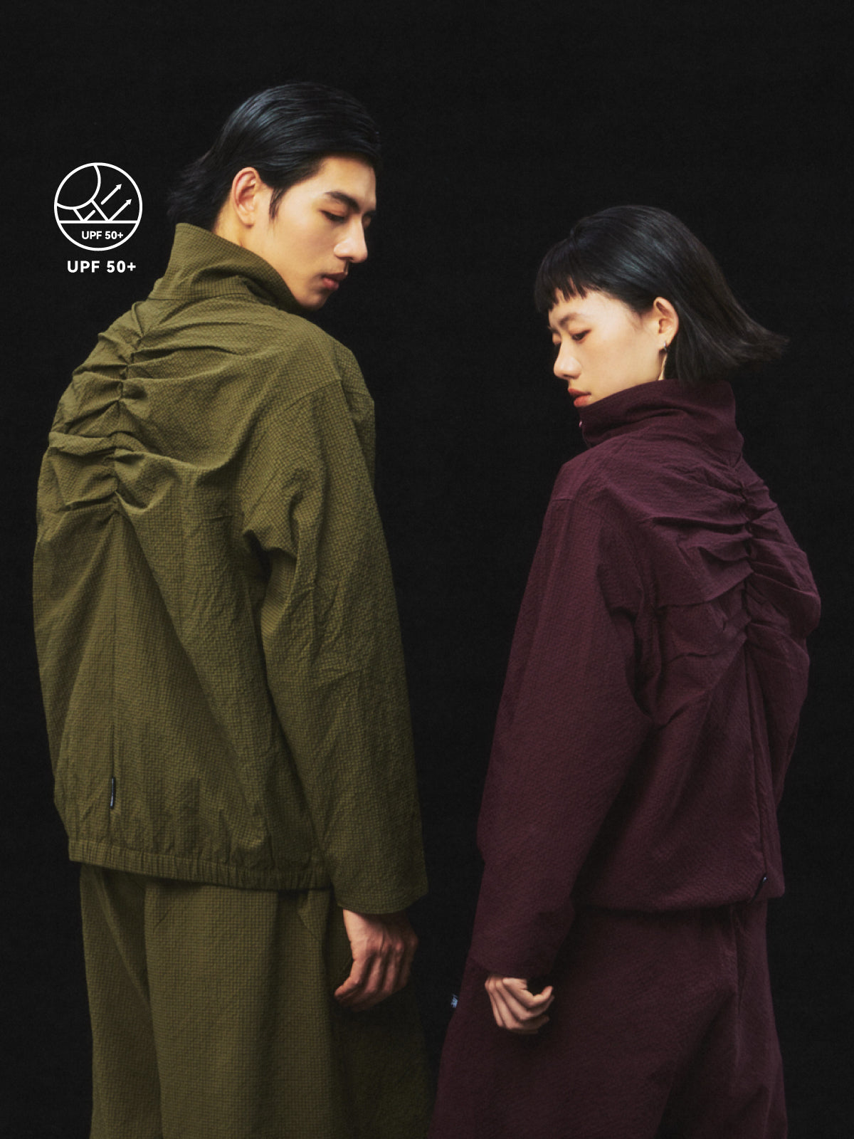 UPF 50+ Half-Zip Seersucker Stand Collar Shirt