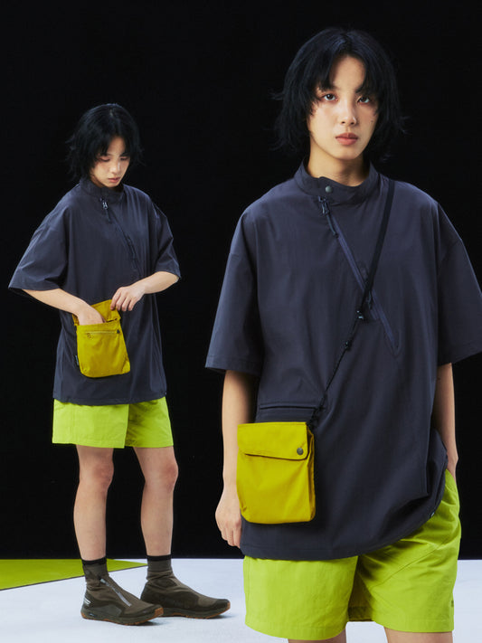 3M Reflective Quick-Dry Detachable Pocket High-Neck Short-Sleeve Shirt