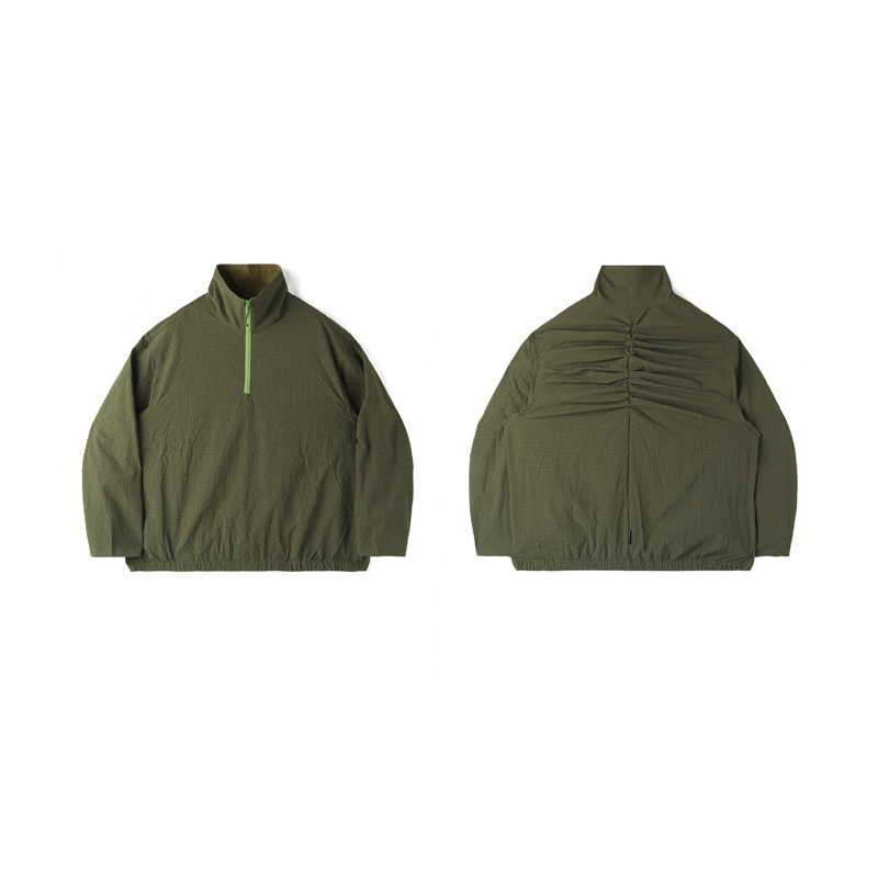 UPF 50+ Half-Zip Seersucker Stand Collar Shirt