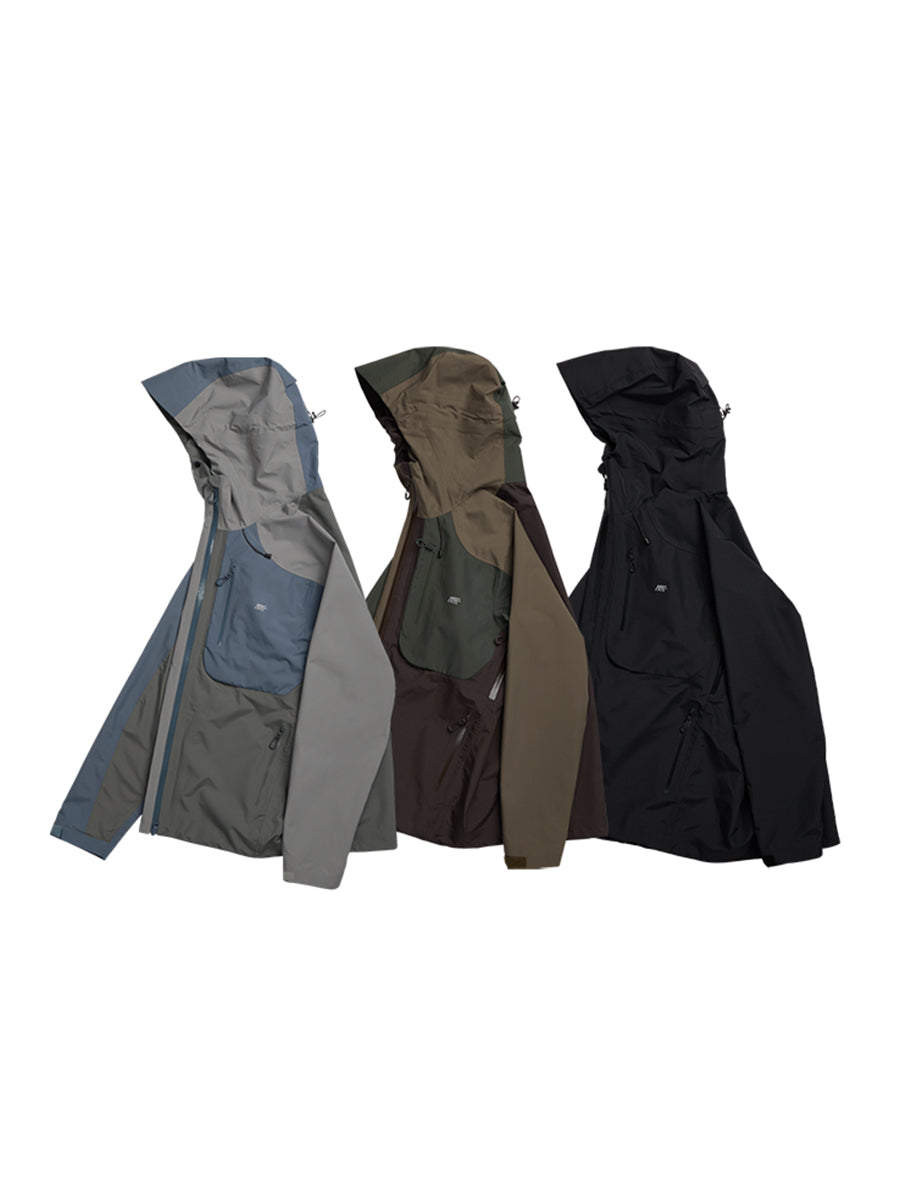 Asymmetrical Spliced Taped Seam Shell Jacket