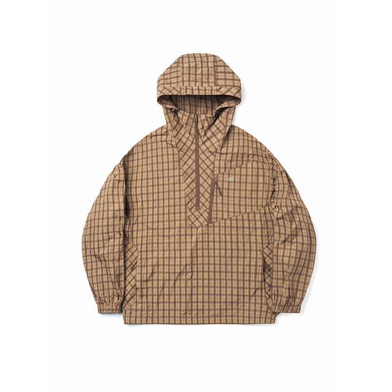 Plaid BAJA Hooded Half-Zip Windbreaker