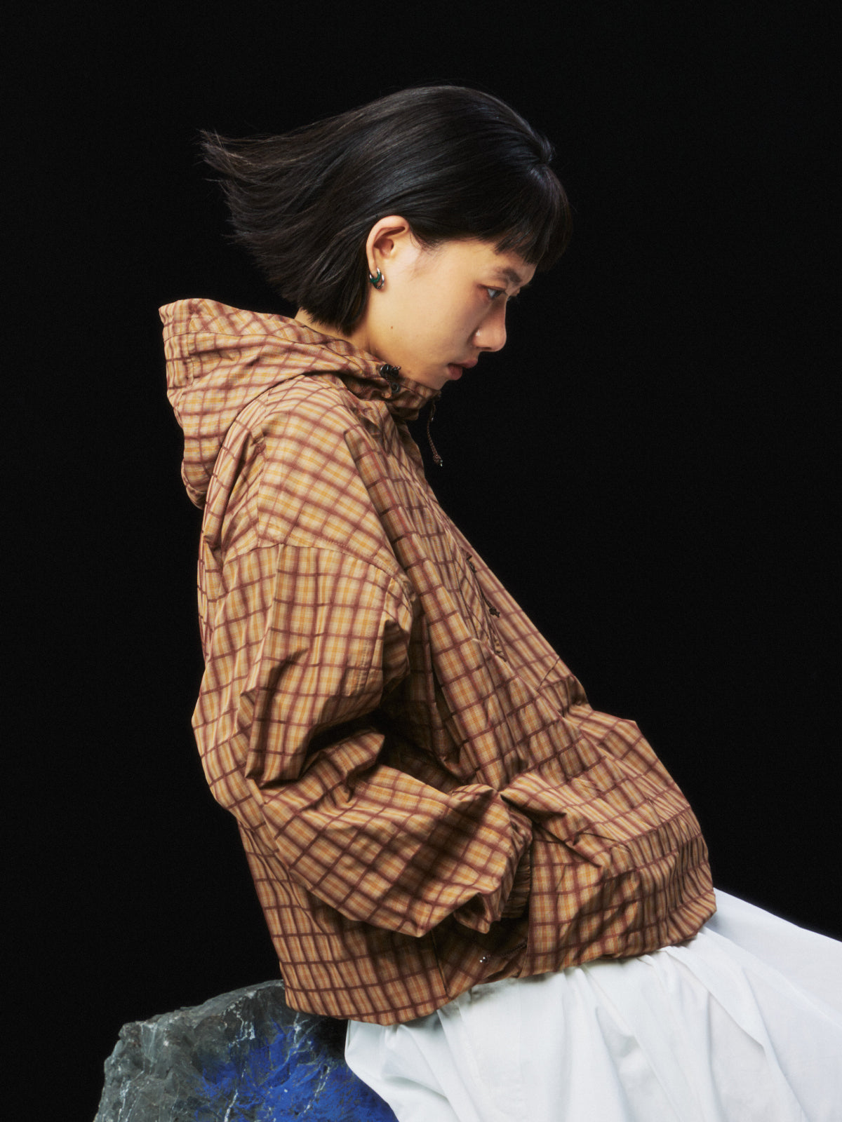 Plaid BAJA Hooded Half-Zip Windbreaker