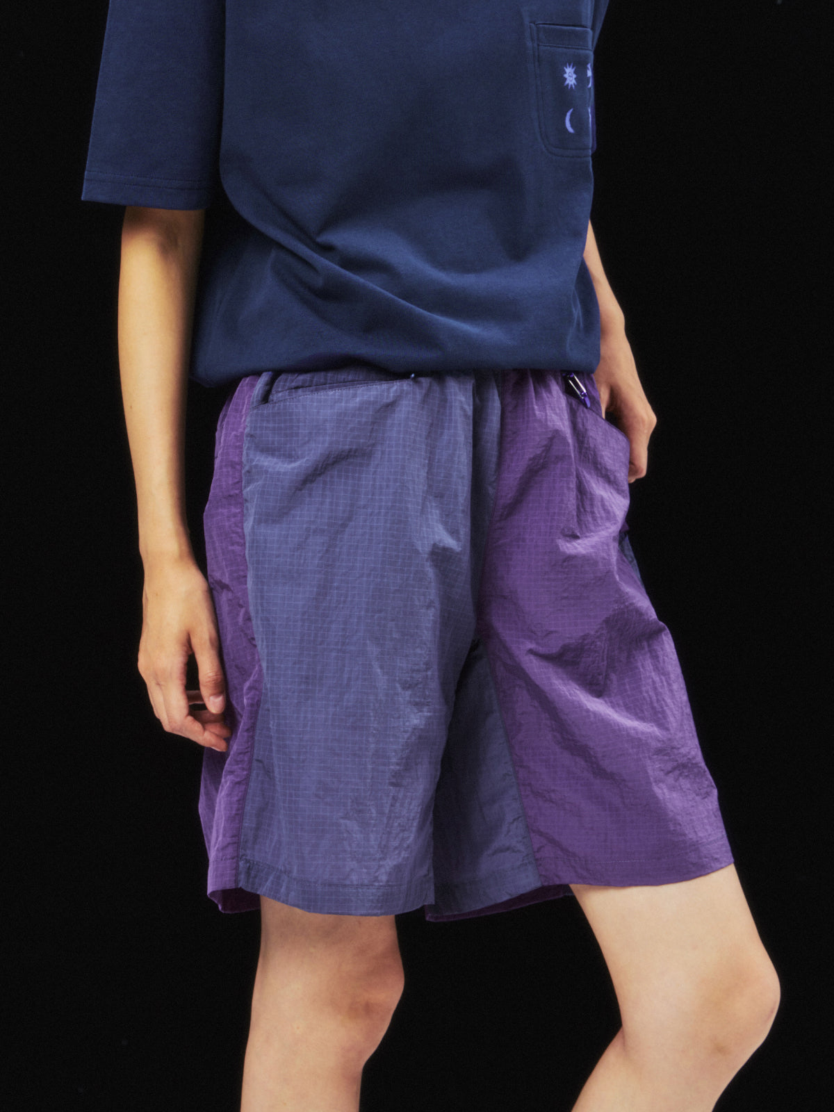 Six-Pocket Metallic Nylon Mesh Convertible Cargo Shorts