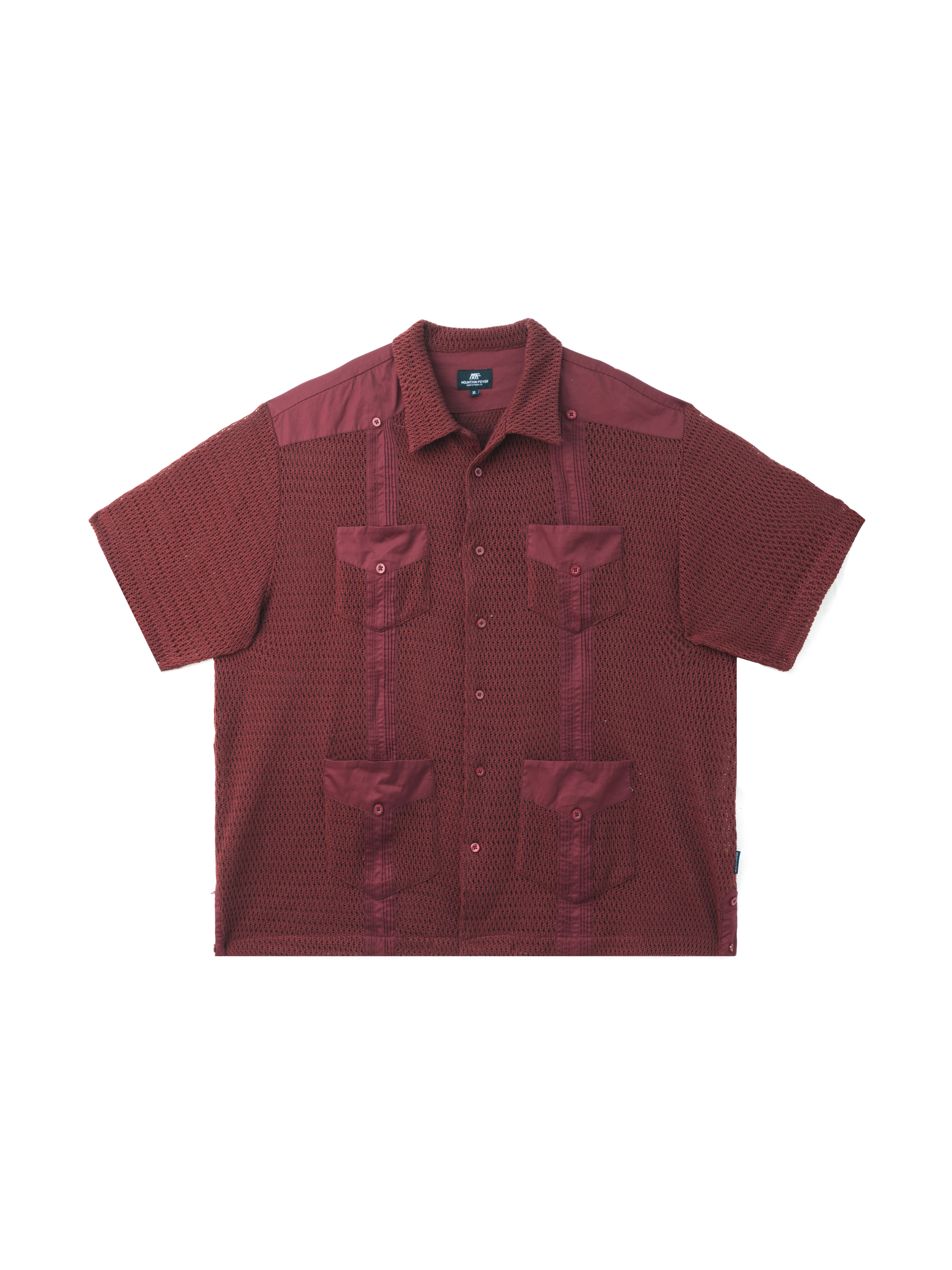 Guayabera Lace Mesh Hole Shirt