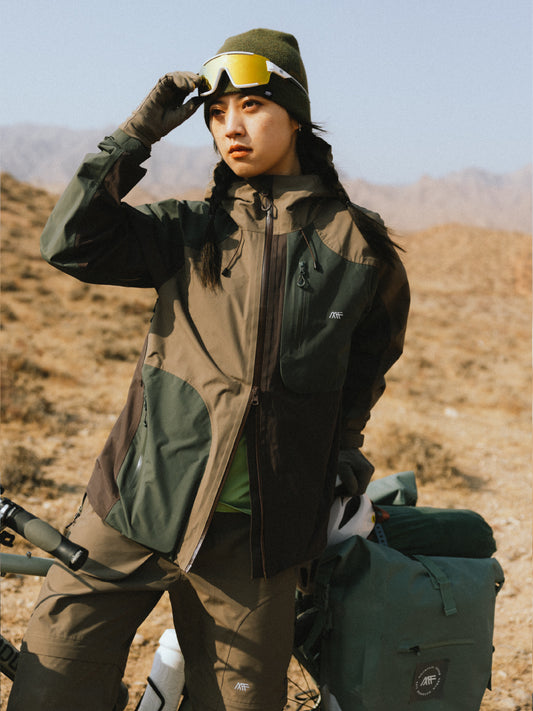 Asymmetrical Spliced Taped Seam Shell Jacket