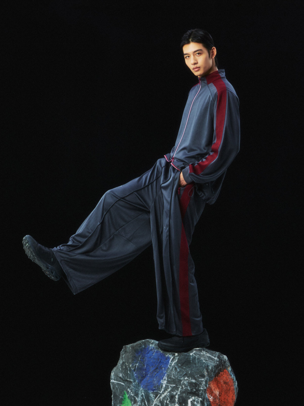 Color-blocked Loose-fit Sports Pants