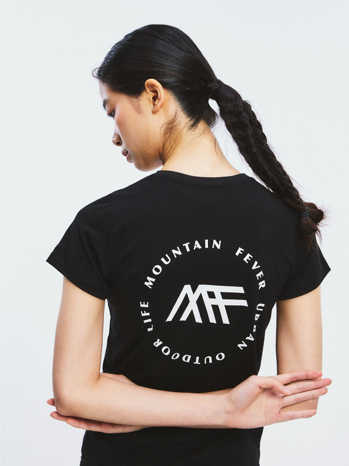 Women's Cropped Cool-Touch Short Sleeve Logo Tee