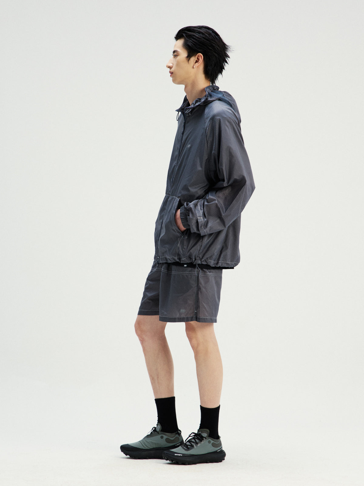 Lightweight Semi-Clear Grid Hood Jacket