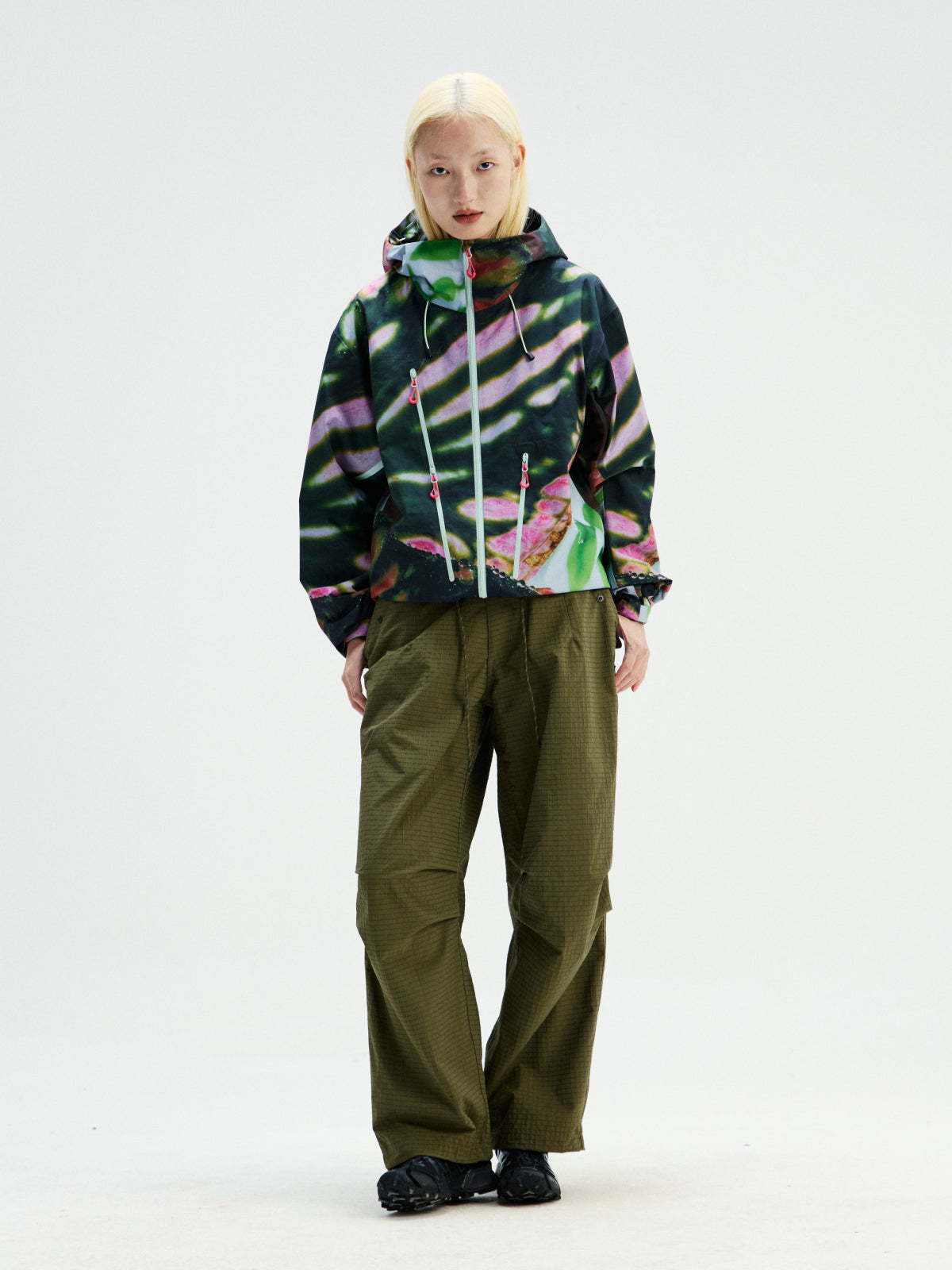 Grid Texture Paratrooper Pants