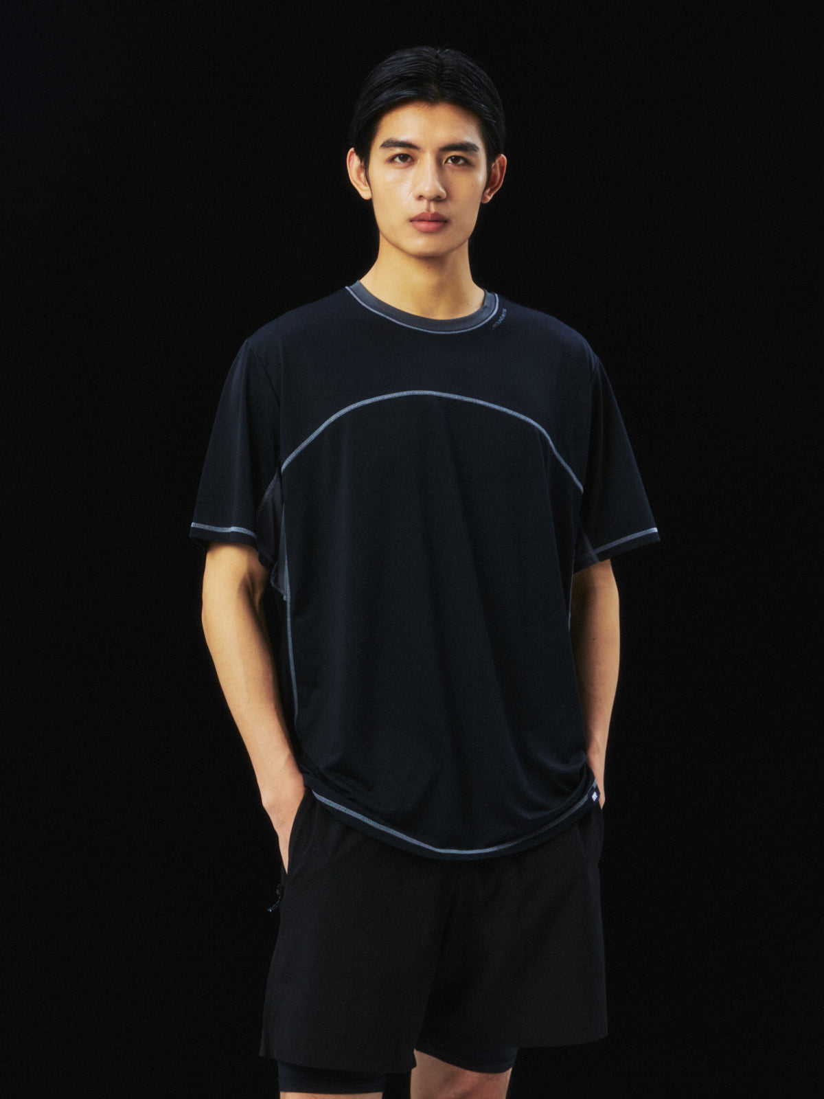 Seamless Color-Blocked Quick-Dry Short Sleeve