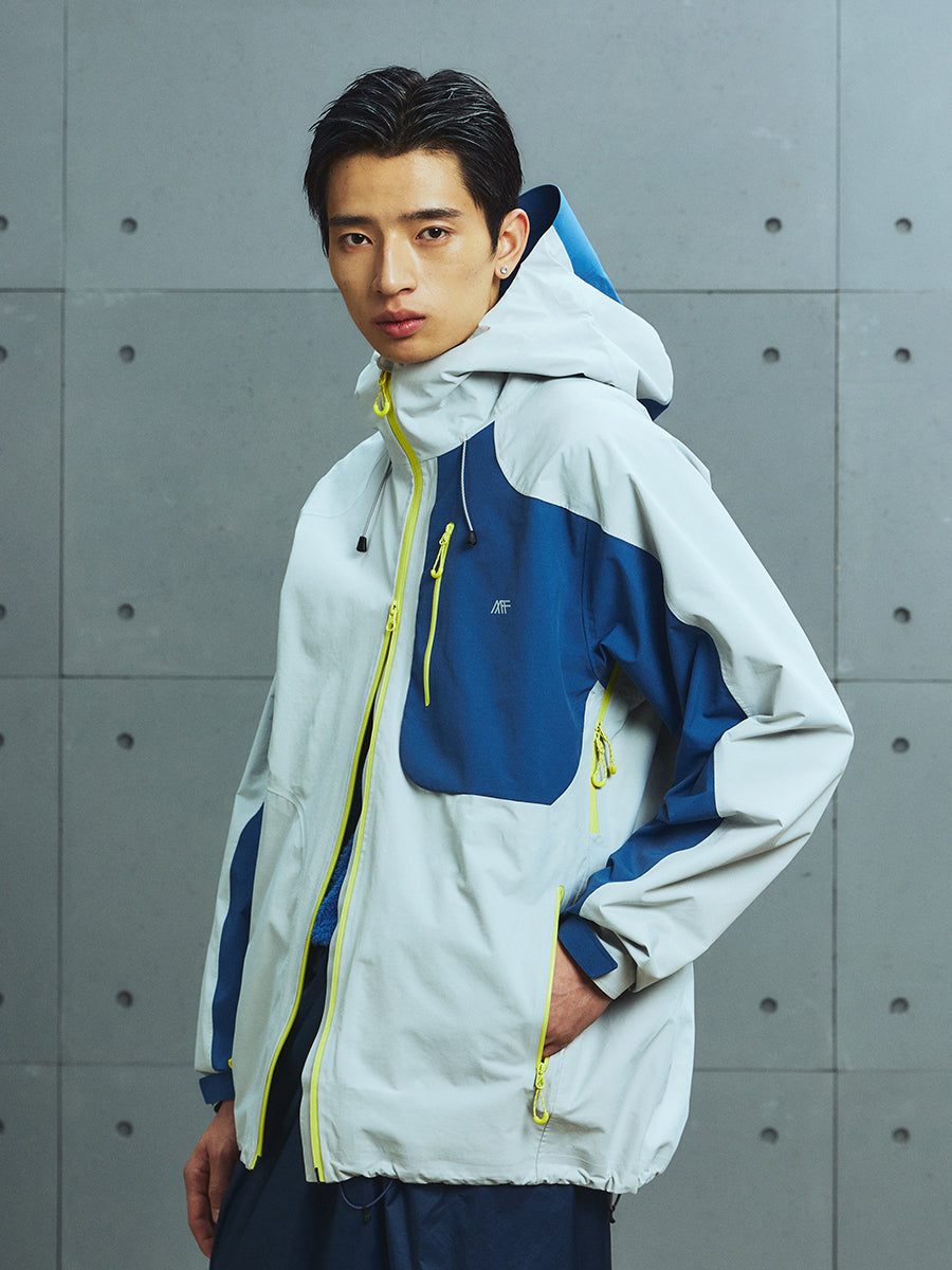 Asymmetric Color-Block Taped Seam Jacket with Strong Waterproof & High Breathability
