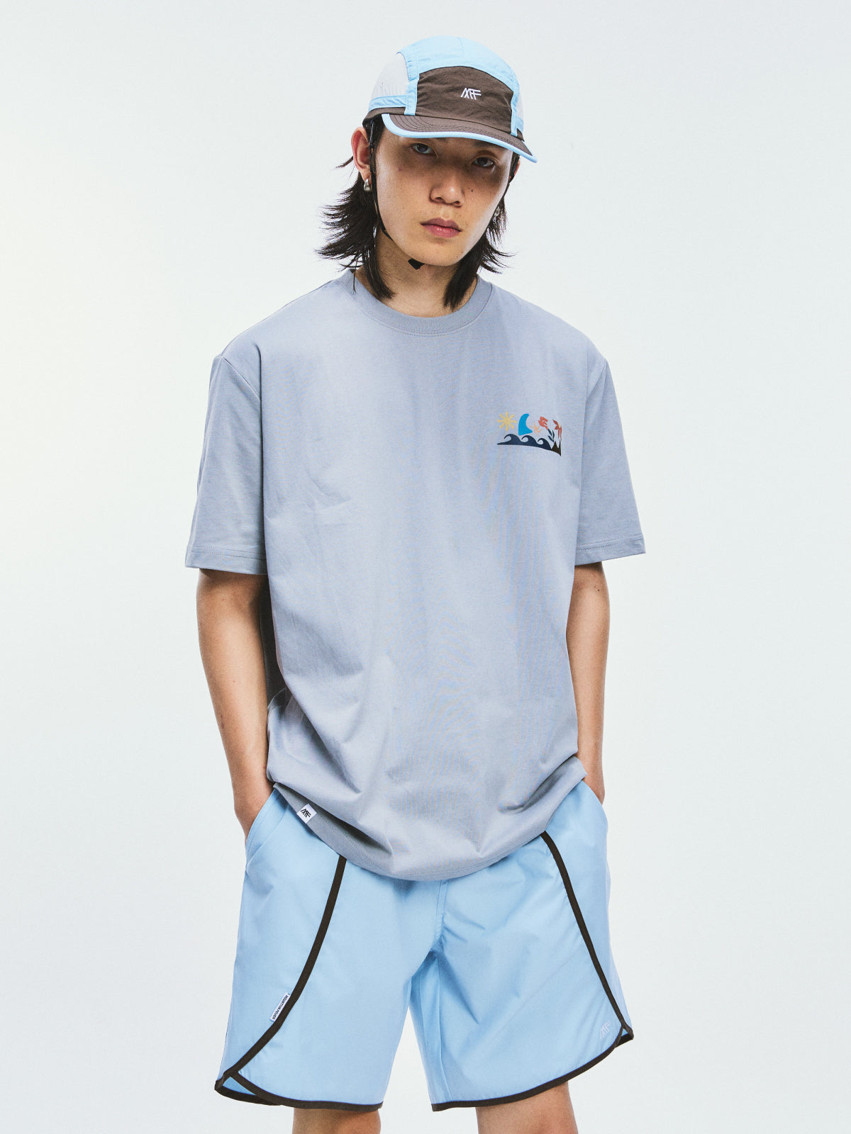 Surf Color Block Illustration Short Sleeve Tee