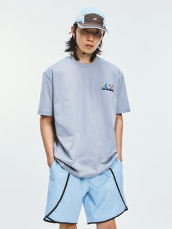 Surf Color Block Illustration Short Sleeve Tee
