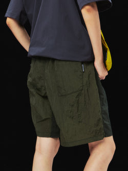 Six-Pocket Metallic Nylon Mesh Convertible Cargo Shorts