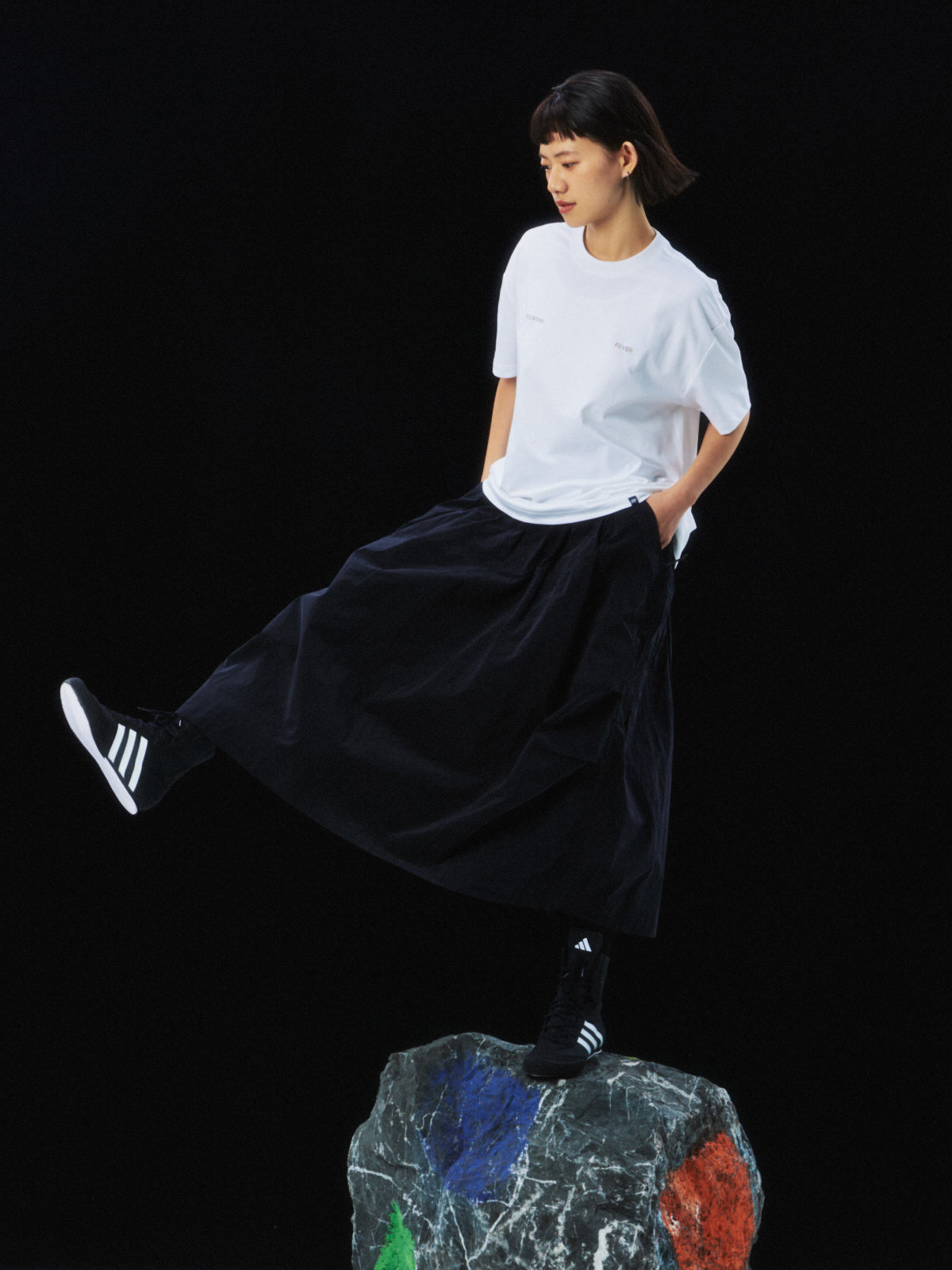 Belted Pleated Parachute Skirt