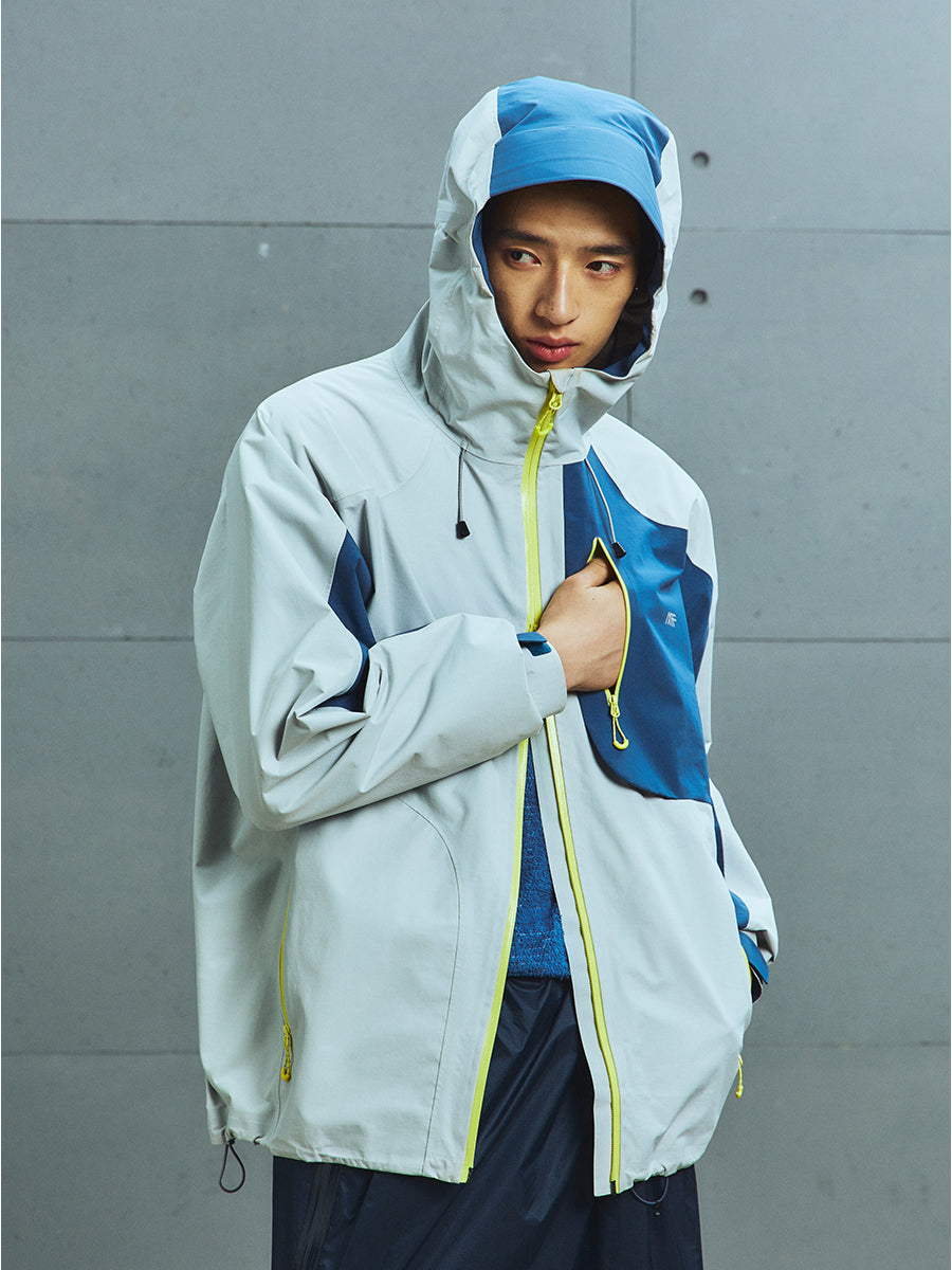 Asymmetric Color-Block Taped Seam Jacket with Strong Waterproof & High Breathability