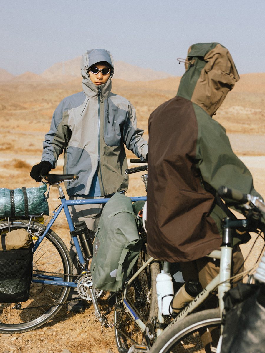 Asymmetrical Spliced Taped Seam Shell Jacket