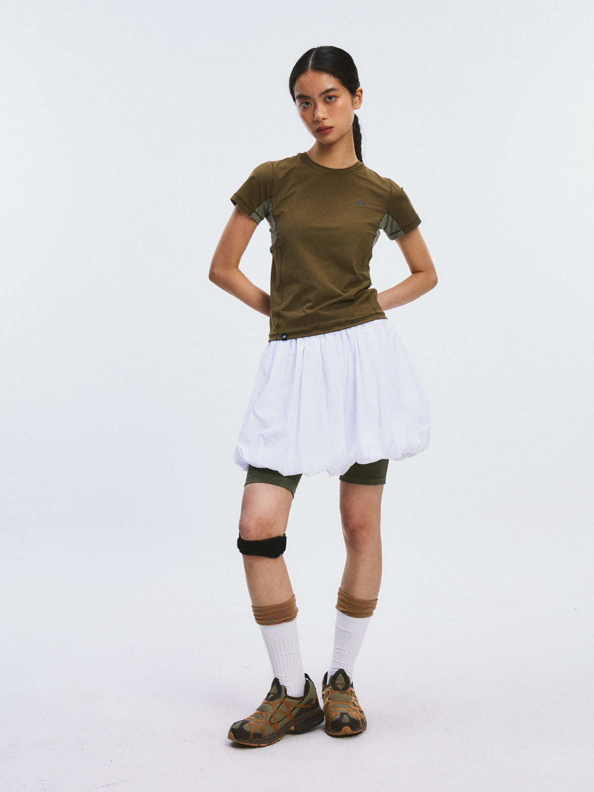 Pleated Balloon Short Skirt