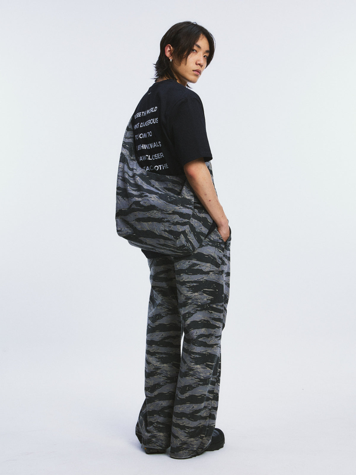 Tiger Stripe Camouflage Washed and Distressed Hobo Bag