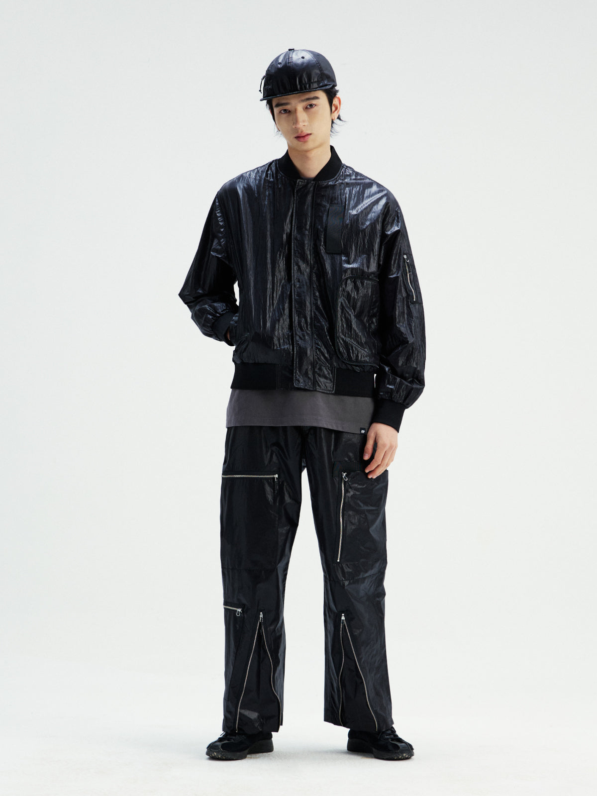 Light Metal Nylon Parachute Pants