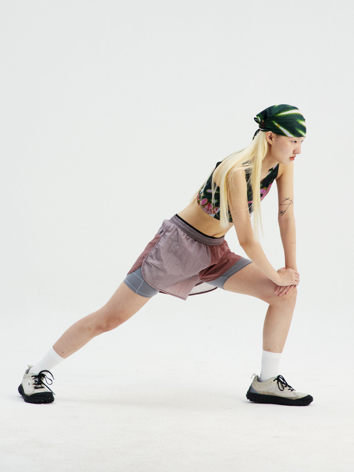 Metallic Nylon Layered Sports Shorts