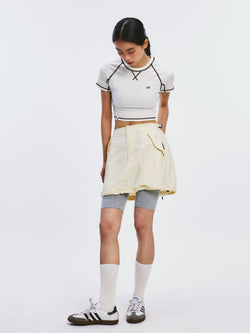 Color-blocked Solid Color Women's T-shirt