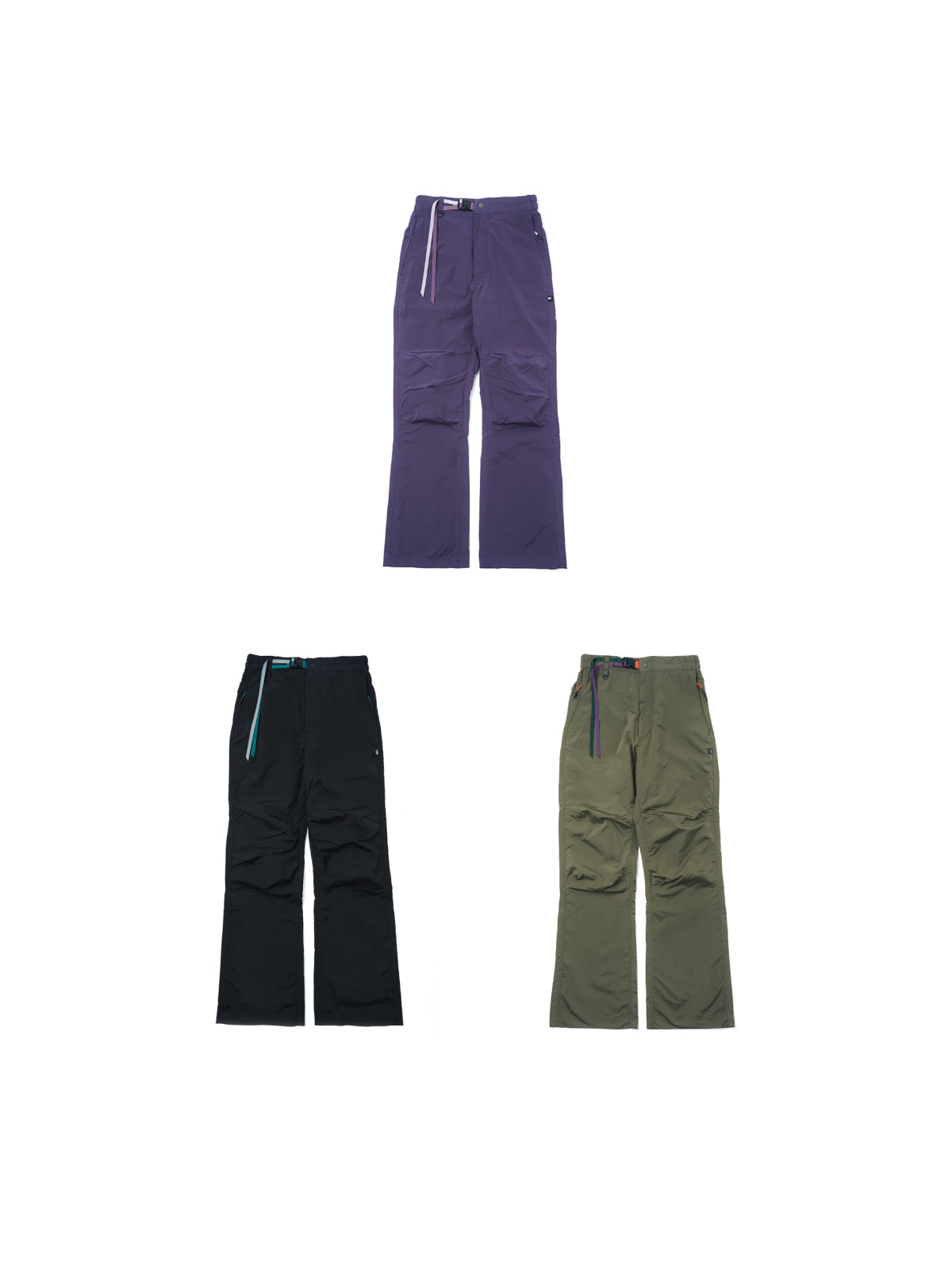 Color-blocked Double Waistband Flared Hiking Pants