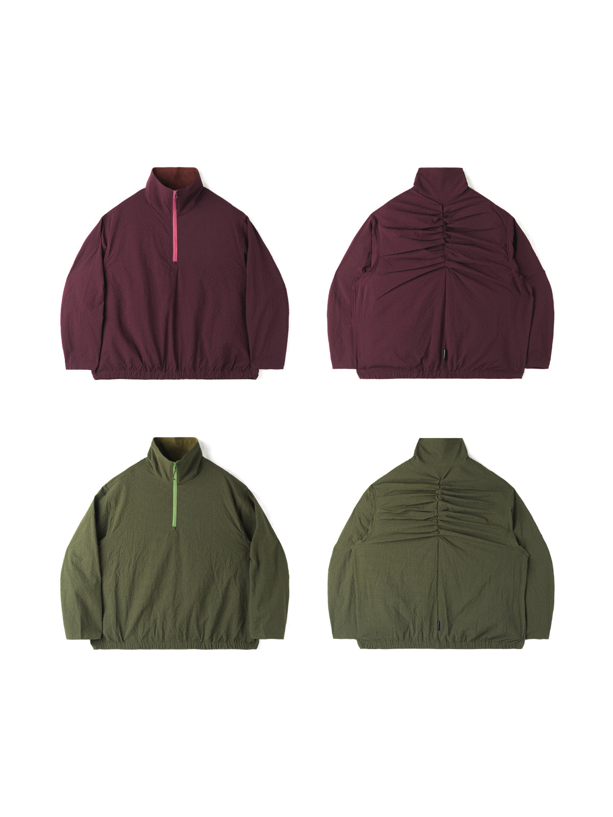 UPF 50+ Half-Zip Seersucker Stand Collar Shirt