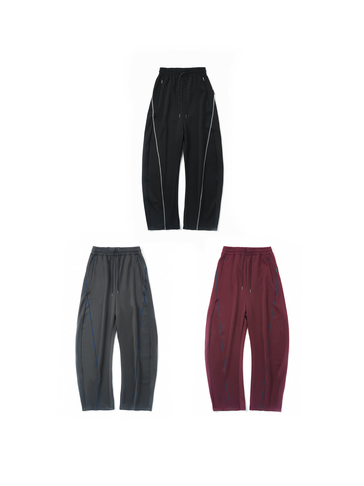Color-Blocking Topstitch Kukri Sports Pants