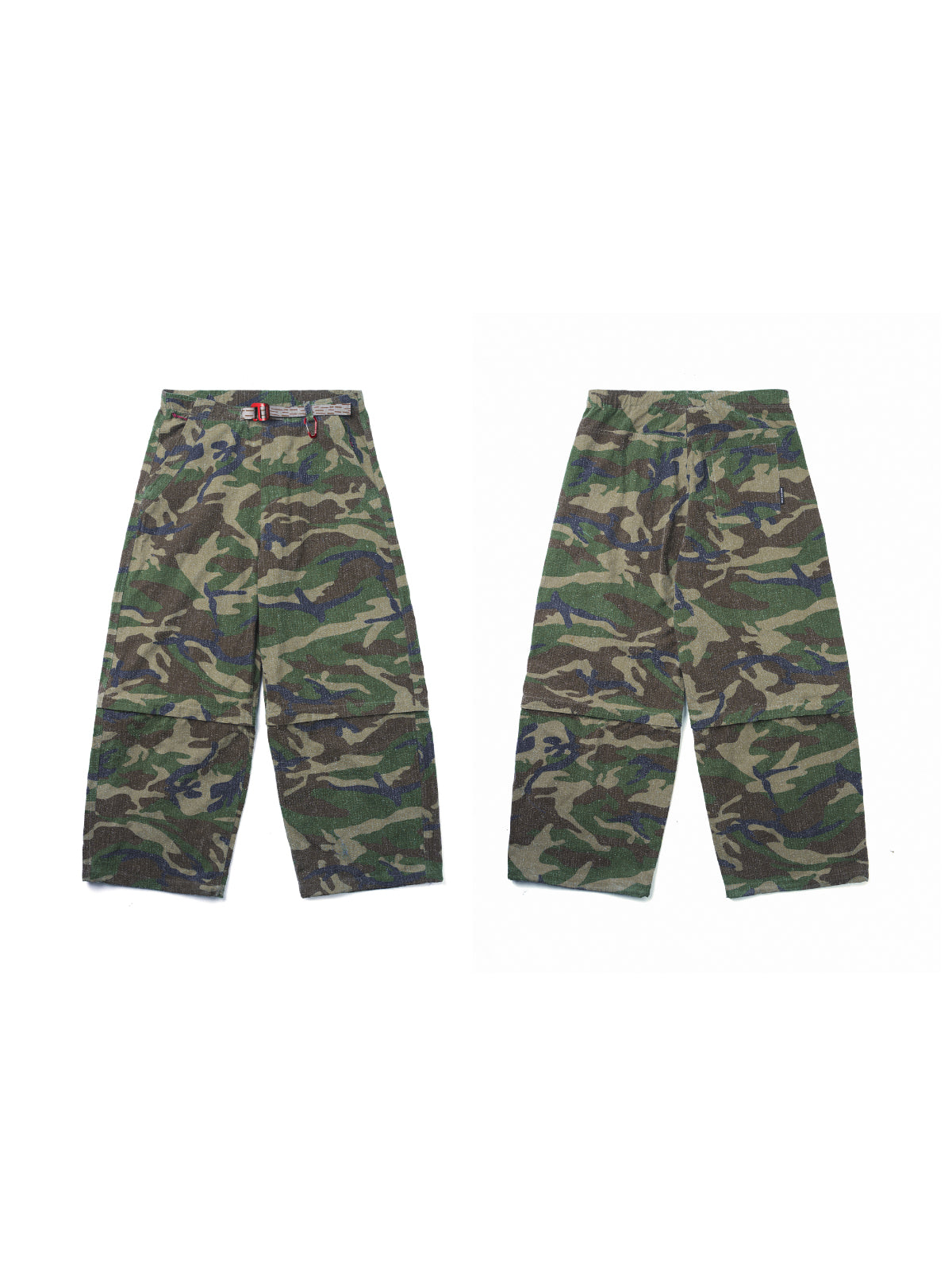 Worn Camouflage Detachable Pants - Capri Pants