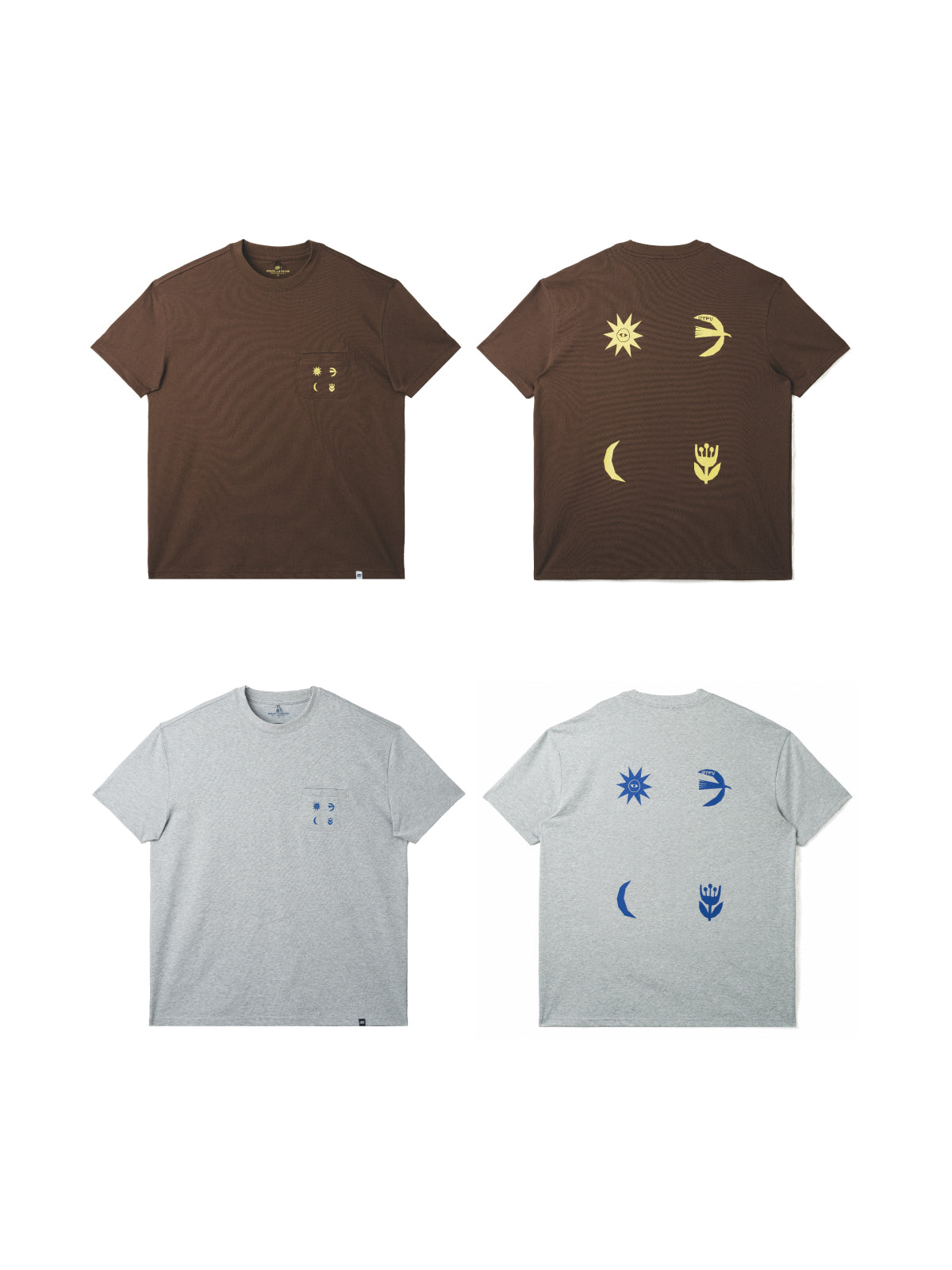 Sun Moon Flower Bird Illustration Cool-Feel Short Sleeve T-Shirt