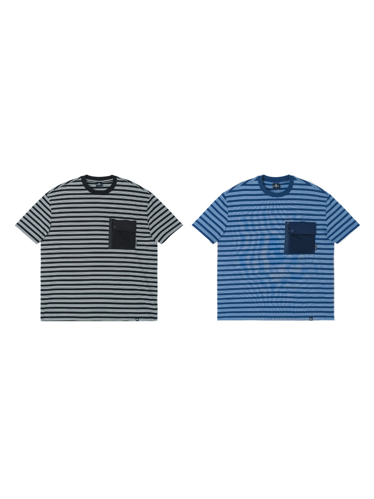 Fine stripe mesh short sleeve TEE