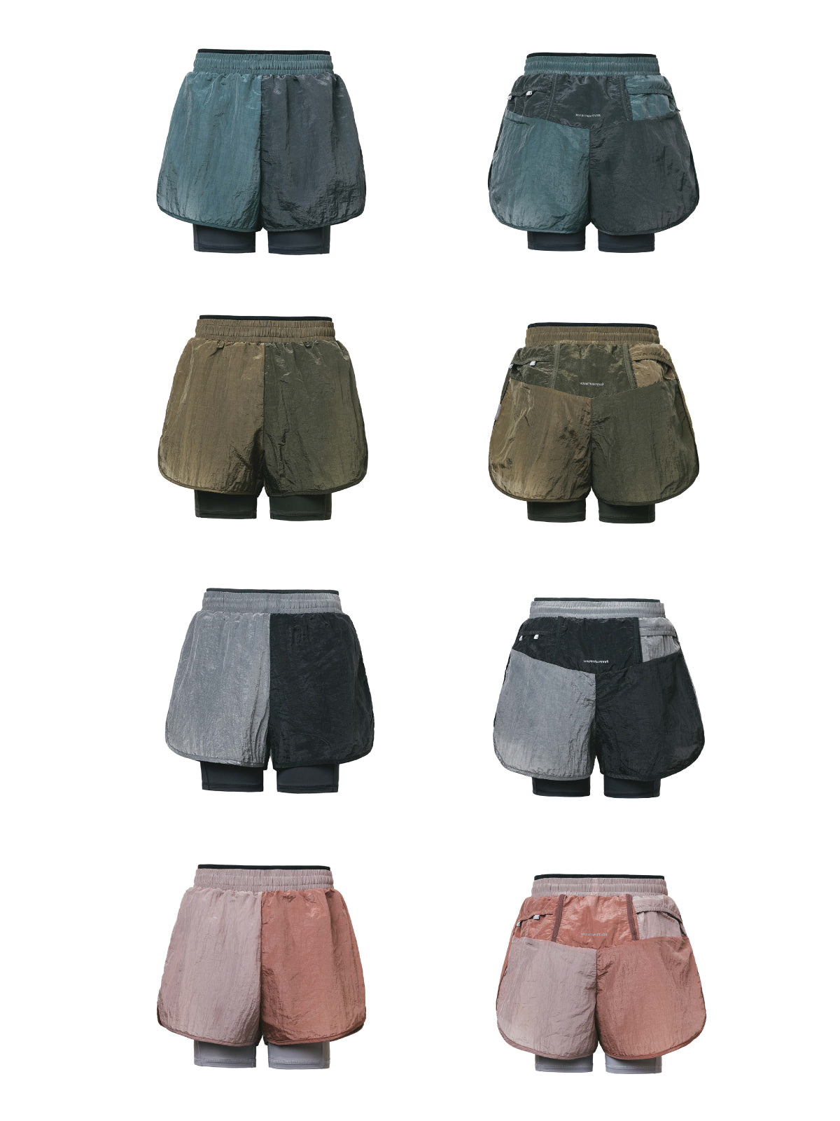 Metallic Nylon Layered Sports Shorts