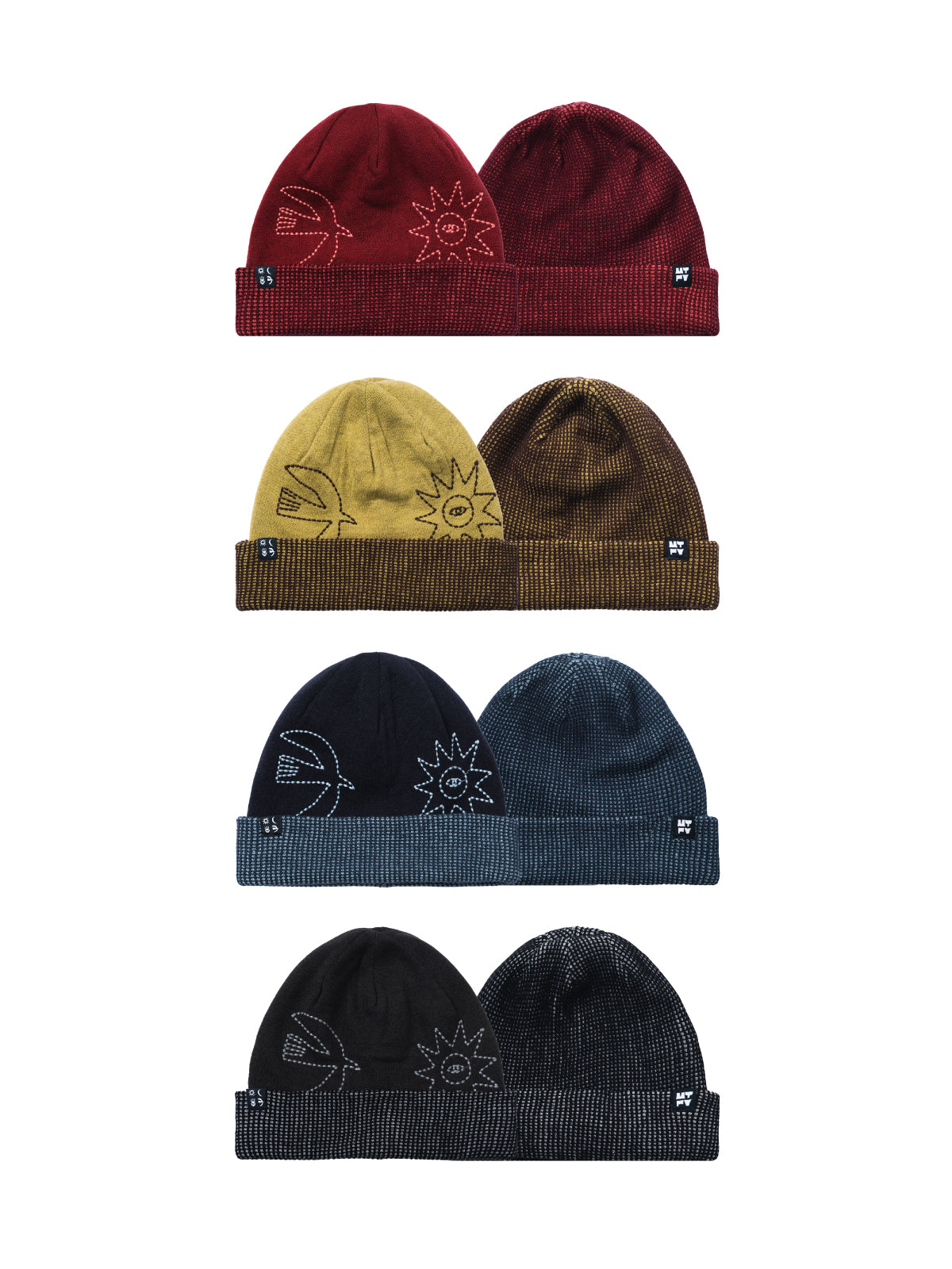 Reversible Sun Moon Floral Bird Beanie