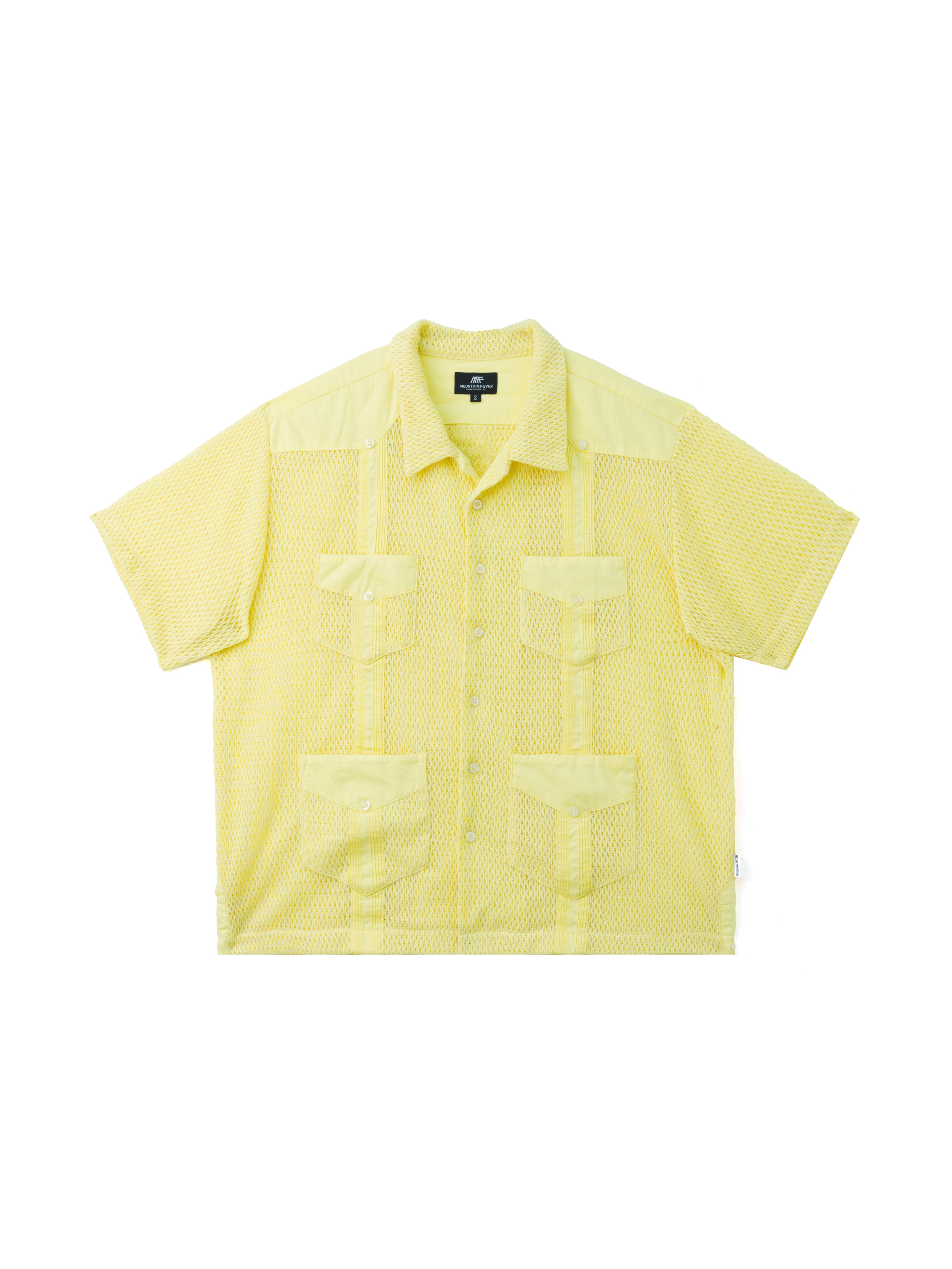 Guayabera Lace Mesh Hole Shirt
