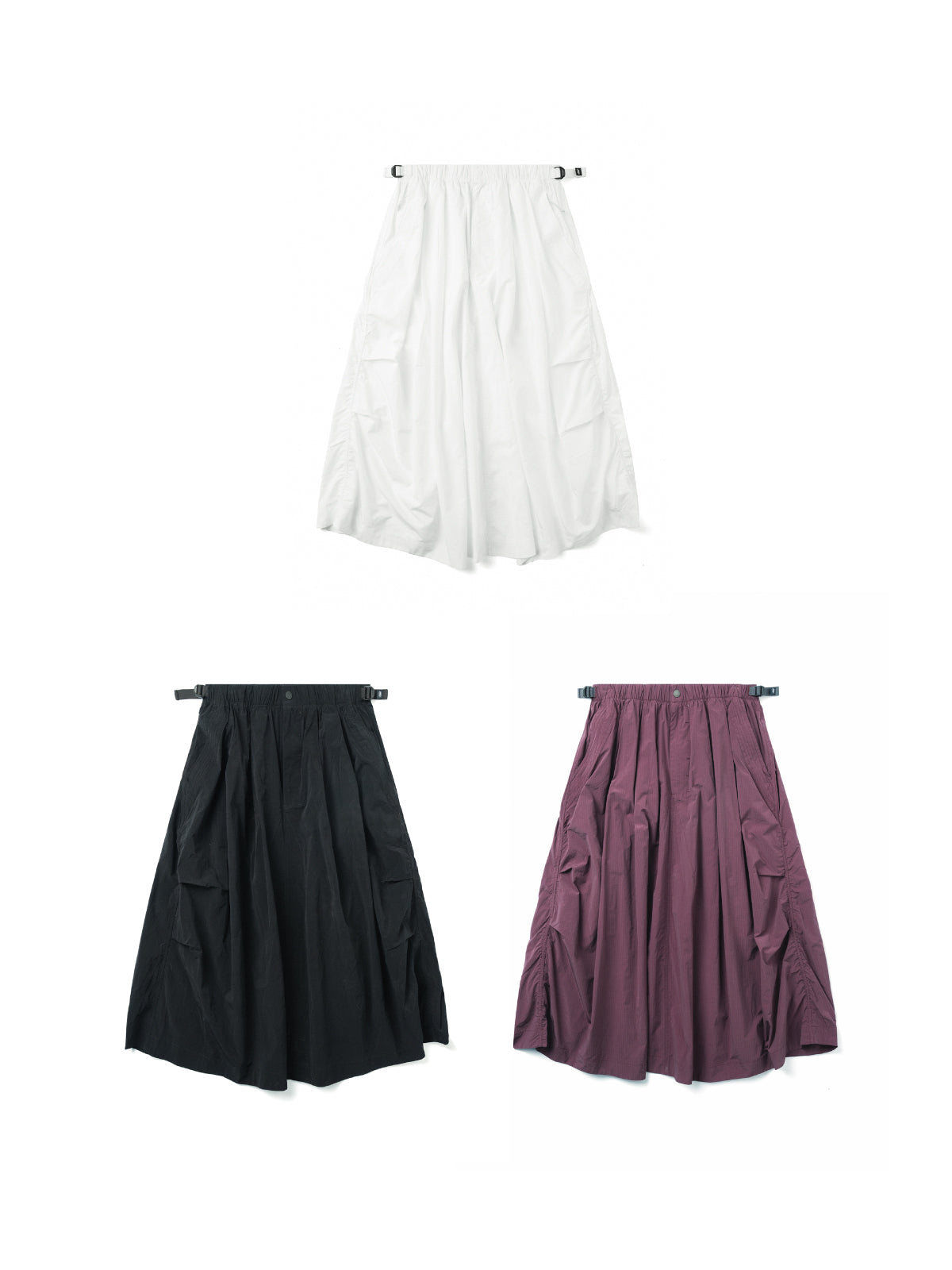 Belted Pleated Parachute Skirt