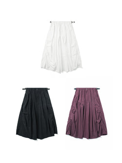 Belted Pleated Parachute Skirt