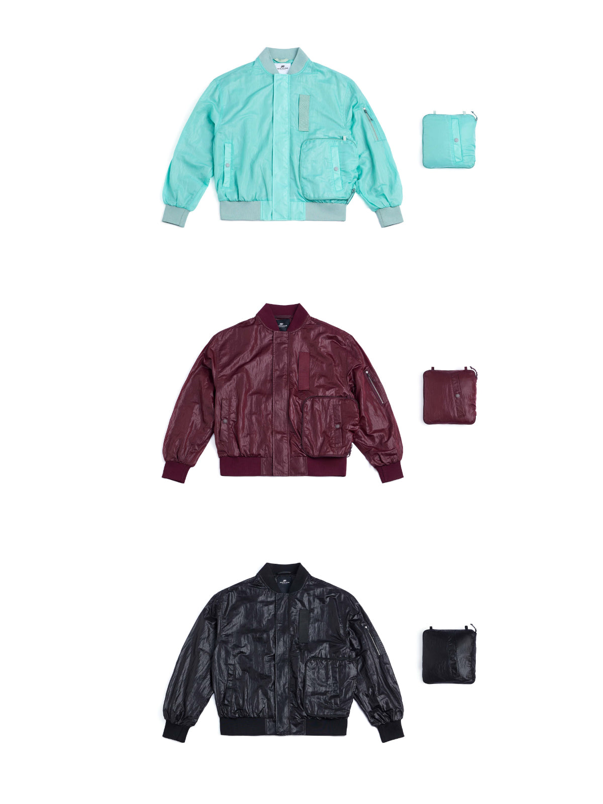 Light Metal Nylon MA-1 Convertible Jacket