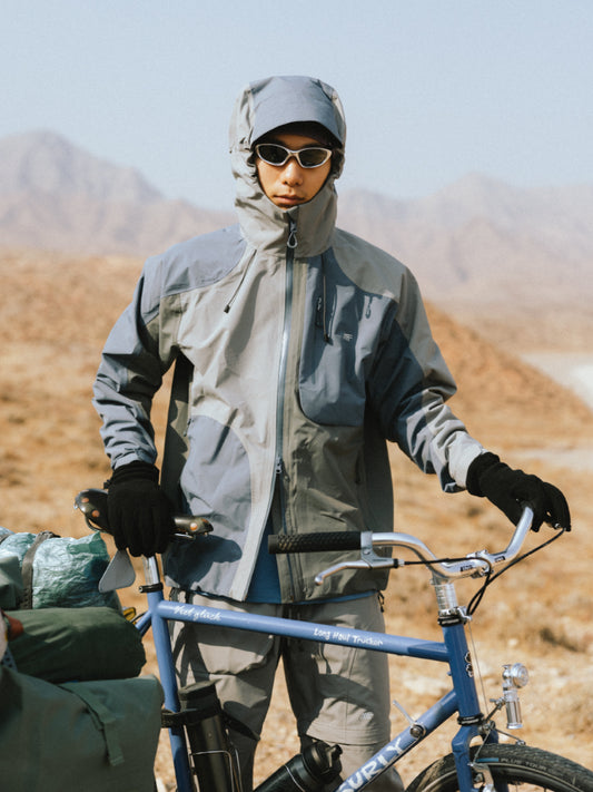 Asymmetrical Spliced Taped Seam Shell Jacket