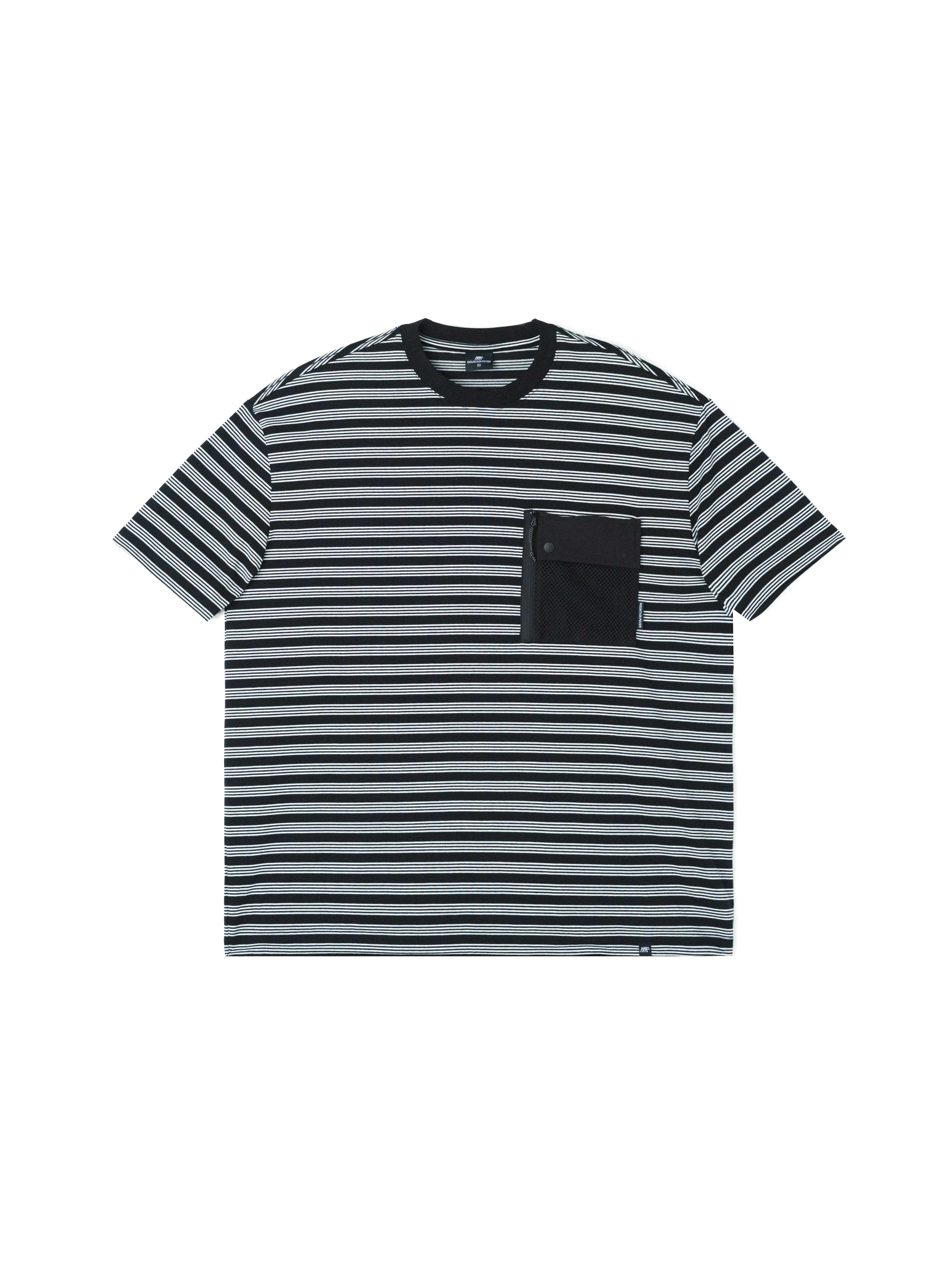 Fine stripe mesh short sleeve TEE